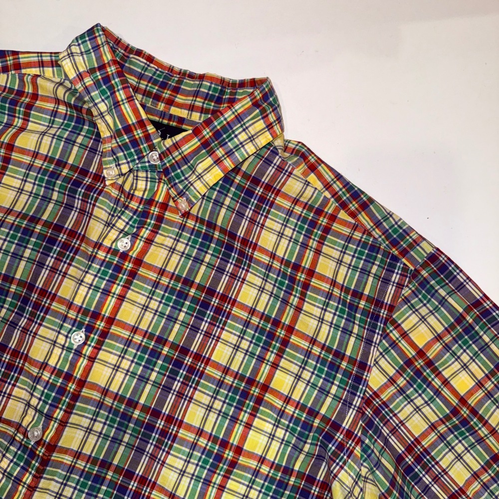 Polo Ralph Lauren Shirt XL Classic Fit Short Sleeve Plaid Madras Colorful Pony